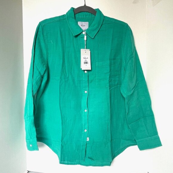 Rails Ellis Organic Cotton Shirt Womens Medium Blue Relaxed Button Up Blouse - Picture 4 of 6
